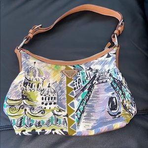 Vintage PRADA Venice Print Water Color Purse 100 Percent Authentic